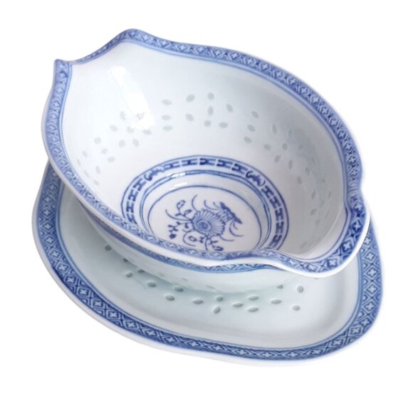 4 TIENSHAN Chrysanthemum Rice Grains Pattern Blue and White Bread/Butter Plates - Picture 5 of 8